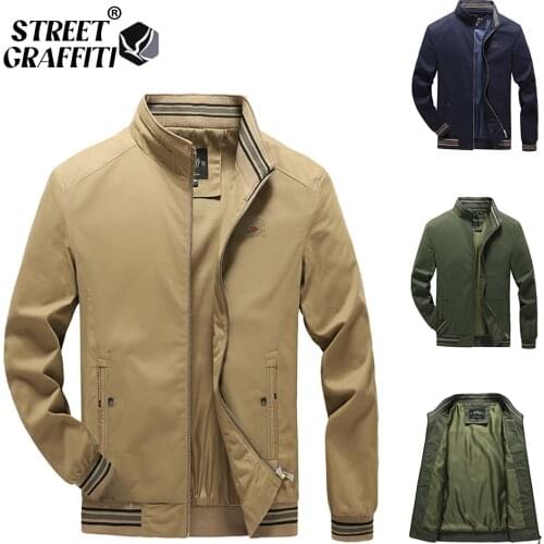 2021 Autumn Mens Jackets 100% Cotton Casual Solid Fashion Slim Bomber Golf Overcoat Baseball High Quality M-5XL Jacket Men
