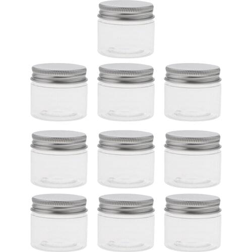 30Pcs High Quality Plastic Empty Cosmetic Cream Pot Lip Balm Container Jar Aluminum Cap Tins 50ml Makeup Tools