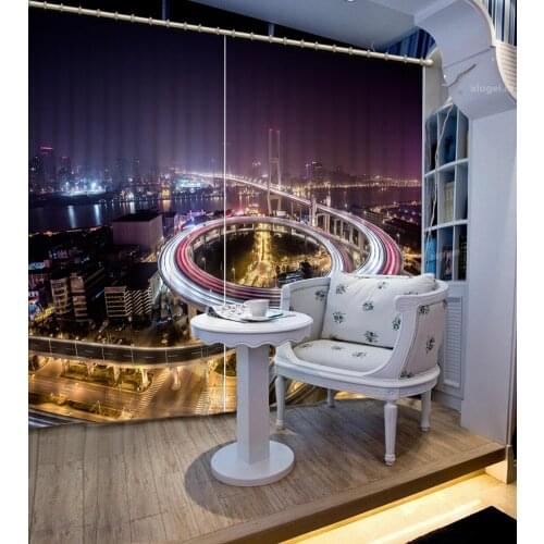 3D Curtain Luxury Blackout Window Curtain City night scene Curtain Luxury 3D Window Curtain For Living Room
