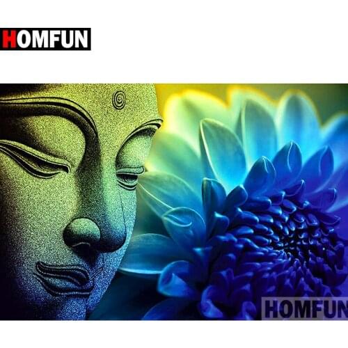 HOMFUN Diamond Painting Cross Stitch Religious Buddha Full Square/Round Crystal Diamond Embroidery Needlework Craft Home A10769