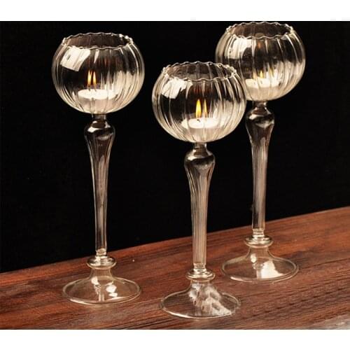Decor Glass Candle Holder Goblet Flower Cocktail party wedding party glass candlestick high-grade candlestick lighting Hot