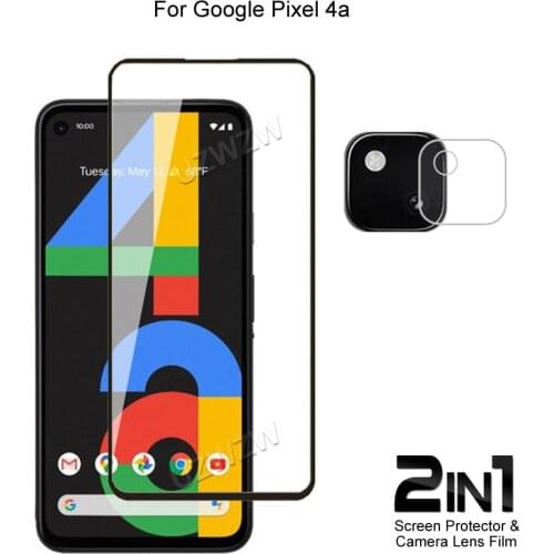 For Google Pixel 4a ( 4G ) Front Screen Protector Protective Tempered Glass & Camera Lens Film