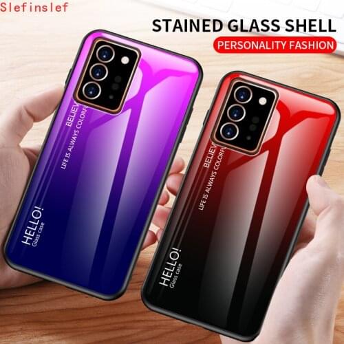 For Samsung Galaxy Note 20 Ultra Case Gradient Tempered Glass Soft Silicone Edge Hard Cover For Galaxy Note20 Case Coques