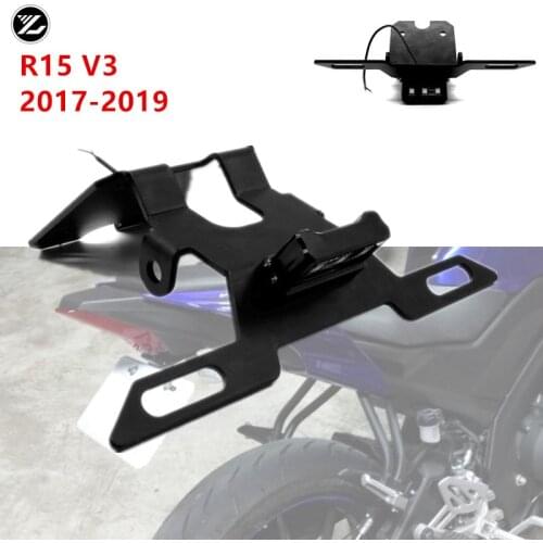 For Yamaha YZF R15 V3 2014 2015 2016 2017 2018 Motorcycle Adjustable Angle License LED lamp Number Plate Frame Holder Bracket