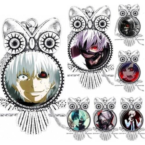 EJ Glaze Tokyo Ghoul Kaneki Ken Bronze Color Glass Cabochon With Owl Shaped Pendant Choker Necklace For Unisex