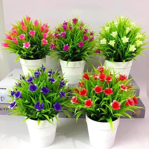 1Pc Artificial Flower Leaves Pot Bonsai Living Room Garden Desk Furniture Decor hot