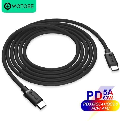 WOTOBE Power Line USB C cable 5A/3A(2m) High Durability, for USB Type-C Samsung iPad Pro 2018 Pixel Nexus 6P Matebook MacBook