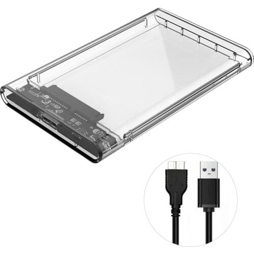 HDD Enclosure 2.5-inch USB 3.0 Hard Drive Case High Data Transmission Speed SSD Transparent Box