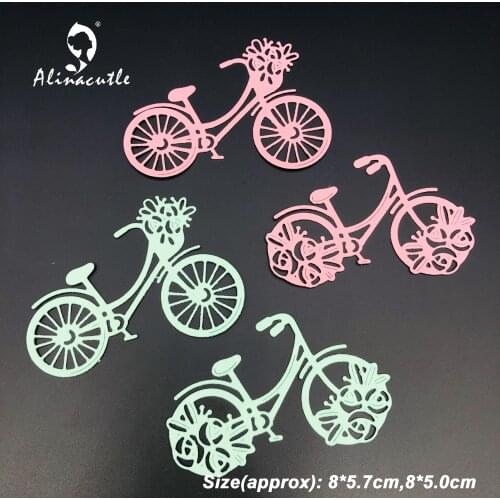 Metal Cutting Dies 2pc Floral Bikes Bicycle DIY Scrapbooking Paper Craft Handmade Album Card Punch Art Die Cut