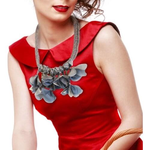 Fashion Boho Lace Big Flower Necklaces Pendants Women Bohemian Statement Necklace Choker Wedding Party Jewelry Gift