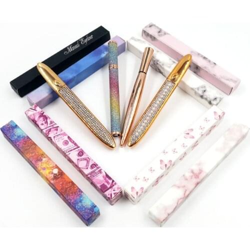 Wholesale Mink Eyelashes Eyeliner Pen Box Packaging Marble Butterfly Black Magic Paper Rectangle Cases Suppliers Makeup Tools