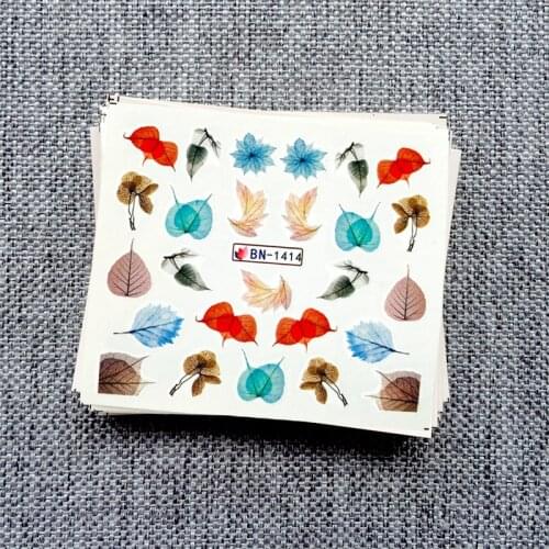 12 Designs Nail Sticker Green Leaves Slider DIY Nail Art Water Transfer Decal Watermark Slider Manicure Tool 2019 New BN1405