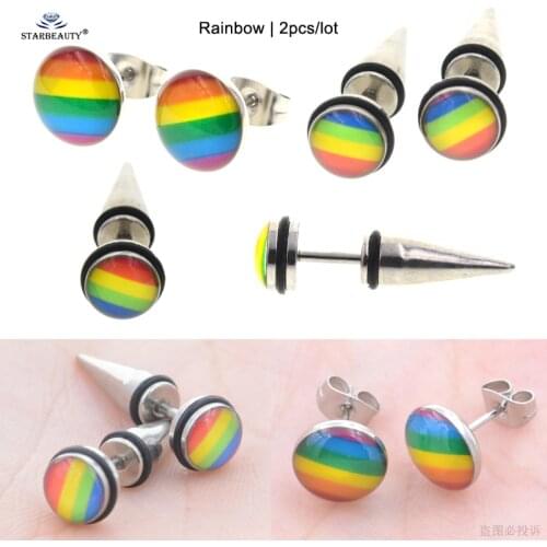 Non-mainstream 2pcs 0.8/1.2mm Bar Thin Rainbow Helix Cartilage Earrings Ear Piercing Tragus Piercing Stud Earring Oreja Pircing