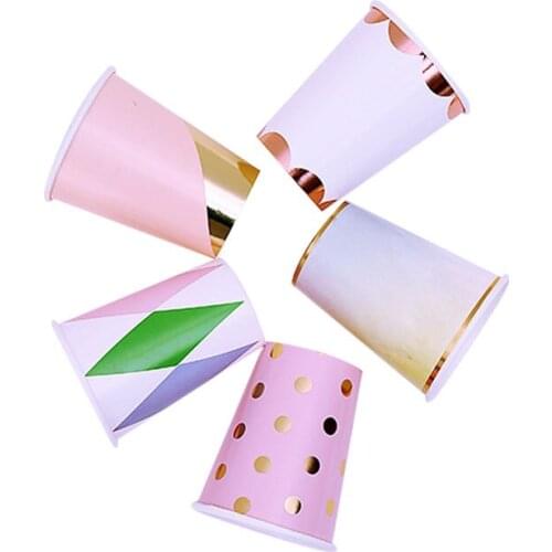 Disposable Tableware Paper Cup Bronzing Series Theme Activities Birthday Parties Party Supplies Various Patterns Dinners