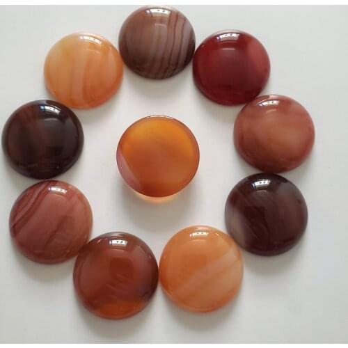 Wholesale fashion 10pcs/lot high quality natural red agates stone round cabochon beads for ring jewelry Accessories making 25mm
