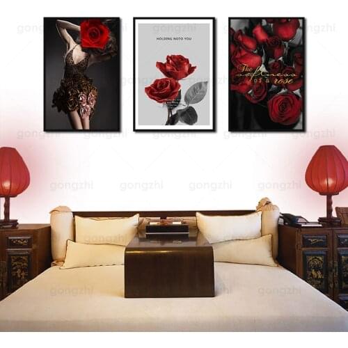 Sexy Red Rose Beauty Abstract Canvas Painting Home Art Posters Bedroom Corridor Stickers Nordic Decoration Posters and Print