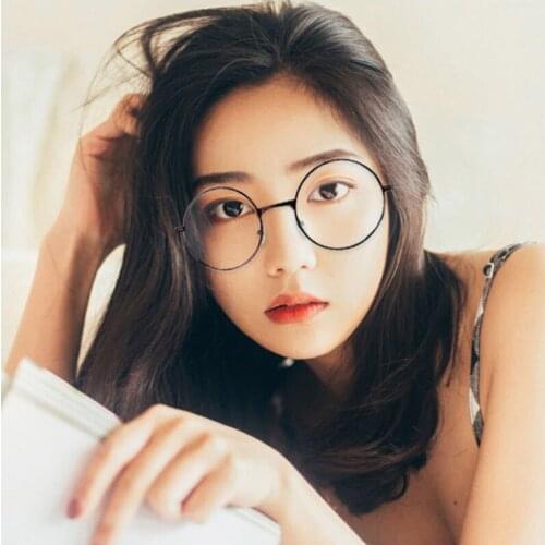 New fashion simple unisex round Plain glasses for men women Metal frame glasses for wedding party eyeglasses