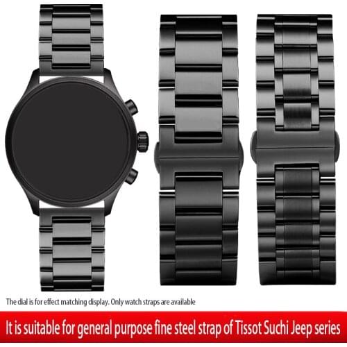 Applicable to Tissot Tachi watch band mens steel belt Jeep Black Knight smart Watch Chain Black refined steel bracelet22mm 20mm
