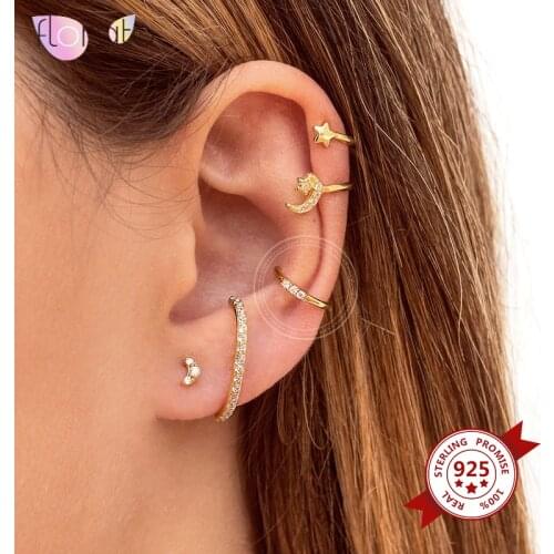 1PC 925 Sterling Silver Ear Clips Earrings for Women Crystal Ear Cuffs for Non Pierced Ears Fashion Clip On Ear Earrings Jewelry