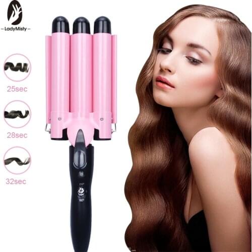 Pro 25-32m Automatic Perm Splint Ceramic Hair Curler Triple Barrels Big Wave Hair Curling Iron Hair Waver Curlers Styling Tools