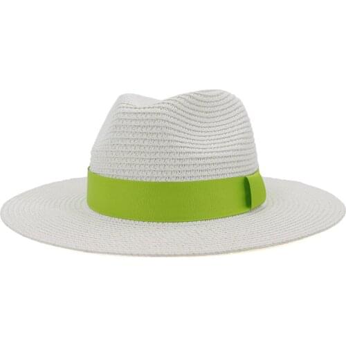Sun Hat Panama Women Wide Brim Straw Summer Beach UV Protection Ribbon Breathable Holiday Outdoor Accessory