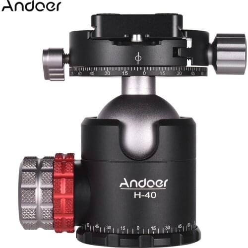 Andoer H-40 Double Panoramic Head CNC Machining Ball Head Single U Notch Design for Tripod Monopod DSLR ILDC Cameras Max.20kg
