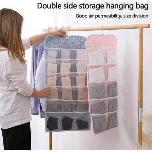 Wardrobe folding storage bag Hanging Organizer Underware Bra Socks Multi Pockets Bag Oxford Fabric Hang Storage Organizer Bag