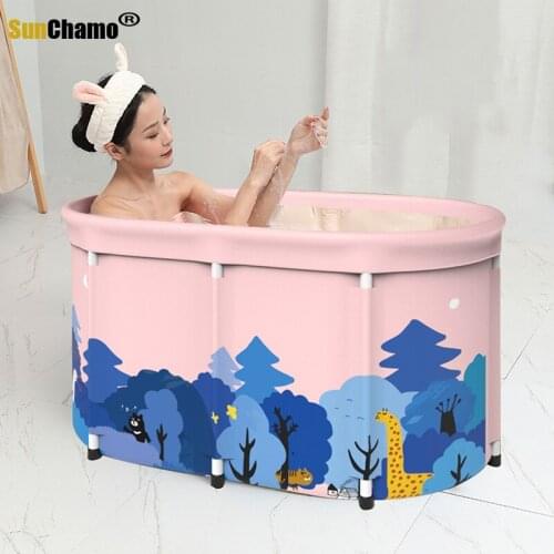 Household Folding Bathtub Adult Household Bathing Bathing Bucket Double Foldable Bathtub Portable Peach Skin Folding Bathtub