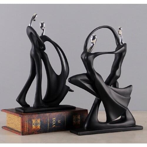 Modern abstract black Human sculpture statue resin jewelry home decoration accessories gift geometry resin Couple Sculpture