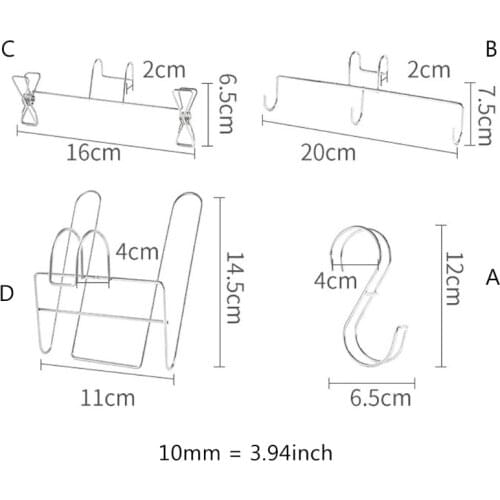 Stainless Steel Balcony Shoe Rack Double S Shape Storage Hook Kitchen Bathroom Wall Towel Organizer W3JE