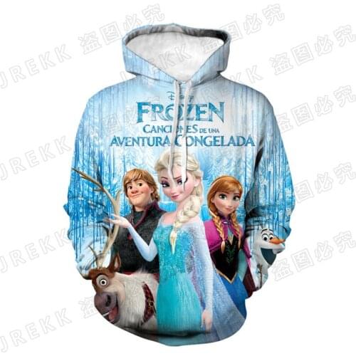 Disney Cartoon Anime Sweatshirts Men Women Children Frozen Hoodies 3D Printed Pullover Boy Girl Kids Cool Streetwear Coat