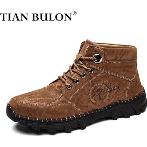 High Quality Men Casual Boots Lace up Designer Sneakers Men Leather Handmade Mens Ankle Boots Outdoor Western Boots Botas Hombre