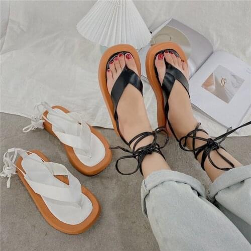 Ladies summer sandals fashion shoes 2021 new fashion sandals non-slip thick bottom 4cm high heel sandals with buckle casual lace
