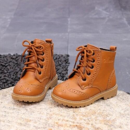 2020 Winter Boys Boots For Children Shoes New Toddler Girls Genuine Leather Martin Boots School Shoes Plush Warm Kids Snow Boots