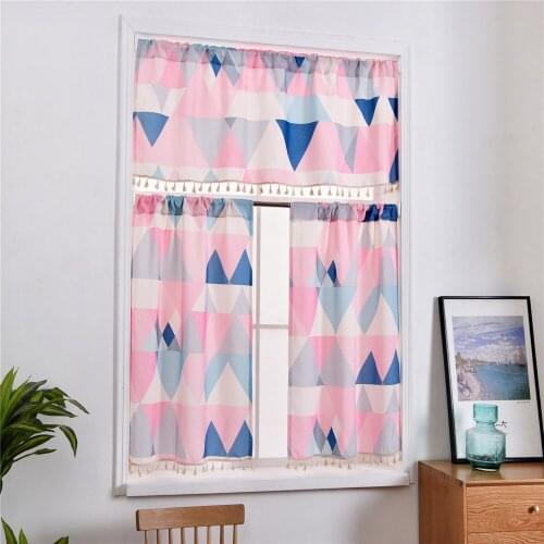 1pcs 0.5m*1.4m or 0.9m*0.7m(High*Wide) Pink Printed Tassel Partition Curtain Living Room Kitchen Dining Room Curtain Decoration