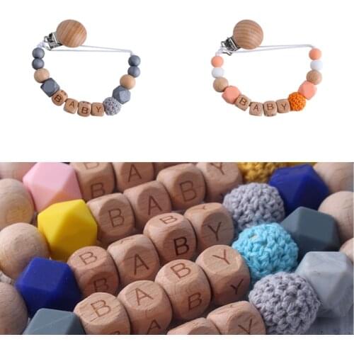 1Pc Cute Baby Silicone Pacifier Chain Leashes Nipple Chain Holder Soother Feeder Pacifier Clip Crochet Wooden Beads Creative DIY