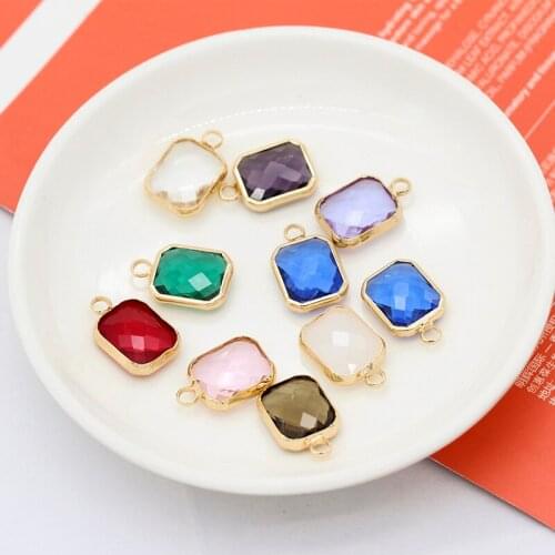 12p 10x12mm strass double sides Octagon Faceted Framed Glass Charm Crystal Pendants Connector Earring Necklace Jewellery Making