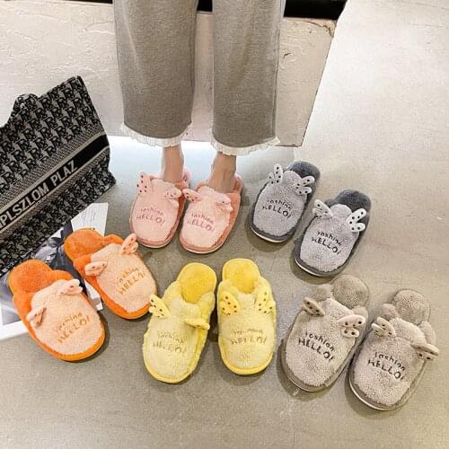 2021 New Winter Womens Slippers Fluffy Fur Slipper Shoe Short Plush Zapato De Mujer Flats Couple Shoes Indoor Home Cotton Shoes