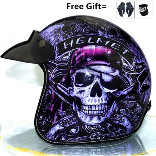 2021 New Virtue Open Face 3/4 Motorcycle Helmet Retro Vintage Motorbike Helm Moto Bike Motocross Helmets