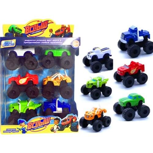 6pcs/Set Blazed Machines Car Toys Russian Miracle Crusher Truck Vehicles Figure Blazed ToysWith Original Box Best Gifts For Kids