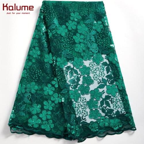 Kalume African Lace Fabric Diy French Tulle Lace Fabric Sequins High Quality Nigerian Lace Fabric For Dress Party Wedding H2366