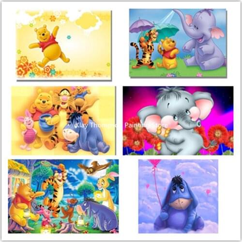 Dinsey Cartoon Winnie The Pooh 5d Diy Diamond Embroidery New Arrivals Full Round Diamond Painting Cross Stitch Cartoon Kids Gift