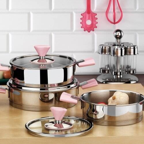 Aryıldız Pyramid 4 Piece Cookware Set Powder 18-20cm ARYILDIZ336