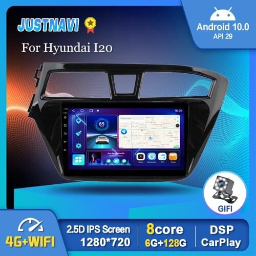 JustNavi Car Radio For Hyundai I20 2015 Carplay Android 10.0 Multimedia Video Player Auto Stereo GPS Navigation BT 1280*720P 9"