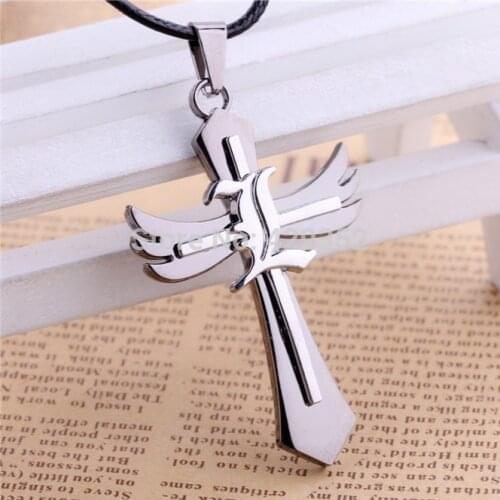 DEATH NOTE L Doule-layer Cross Pendants&Necklaces High Quality Alloy Necklace For Women&Men Free Shipping 10pcs/lot