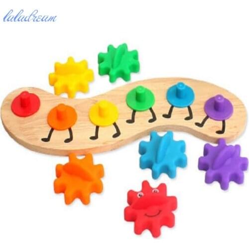 Wooden and plastic Gear Set Toys Color Perception Educational Toys Montessori Material Teaching Aids