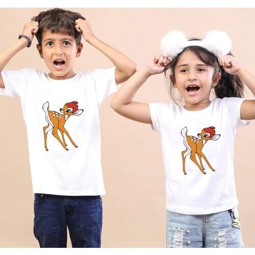 Disney Bambi Deer T-shirt Family Matching Clothes Dad and Mom Clothes Baby Girl Boy Children Kids Tshirt