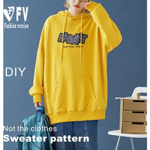 DIY handmade pattern womens hooded loose guard clothes sewing drawings 1:1 pattern physical BWY-21
