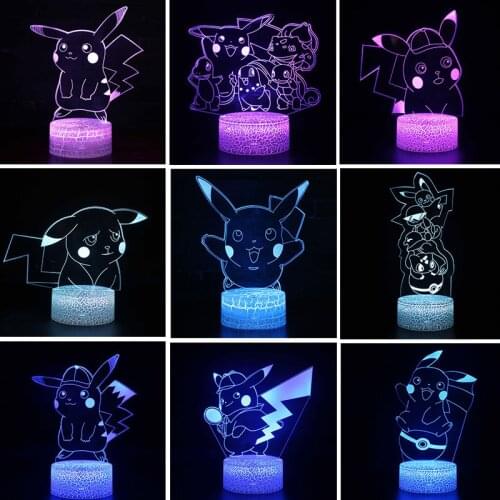 Pokemon Pikachu Action Toys Figure 3d Visual Led Night Lights Anime Figure Pokemon Go Monster Pikachu Figurine Toys Models Gifts