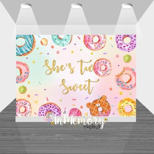 Sweet Donuts Photography Background Newborn Portrait Two Birthday Party Backdrop Decoration Props Photo Studio